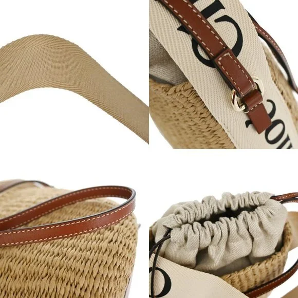 CHLOE Woody Small Basket Shoulder Hand Bag 2Way Canvas Leather Paper BN 93RH257 - Picture 15 of 16